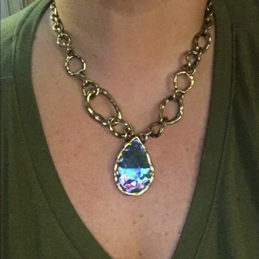 Vintage NRQ necklace with abalone shell pendant